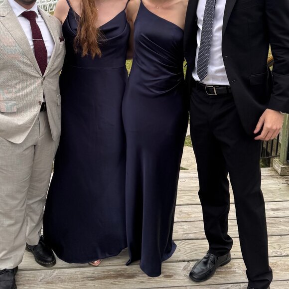 Revelry Jade Satin Navy Blue Bridesmaid Dress - Size 4 - Picture 6 of 8